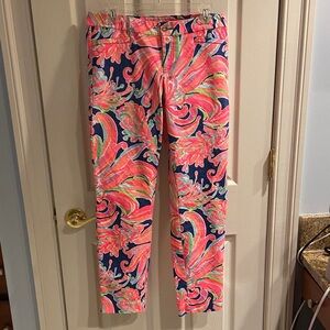 Lilly Pulitzer Kelly Ankle in Plume Bloom Print Straight Leg Pants EUC